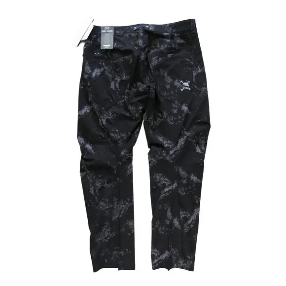 NWT OAKLEY SKULL GOLF Japan Black Splash Print 3D Slim TAPERED Stretch Pants 34